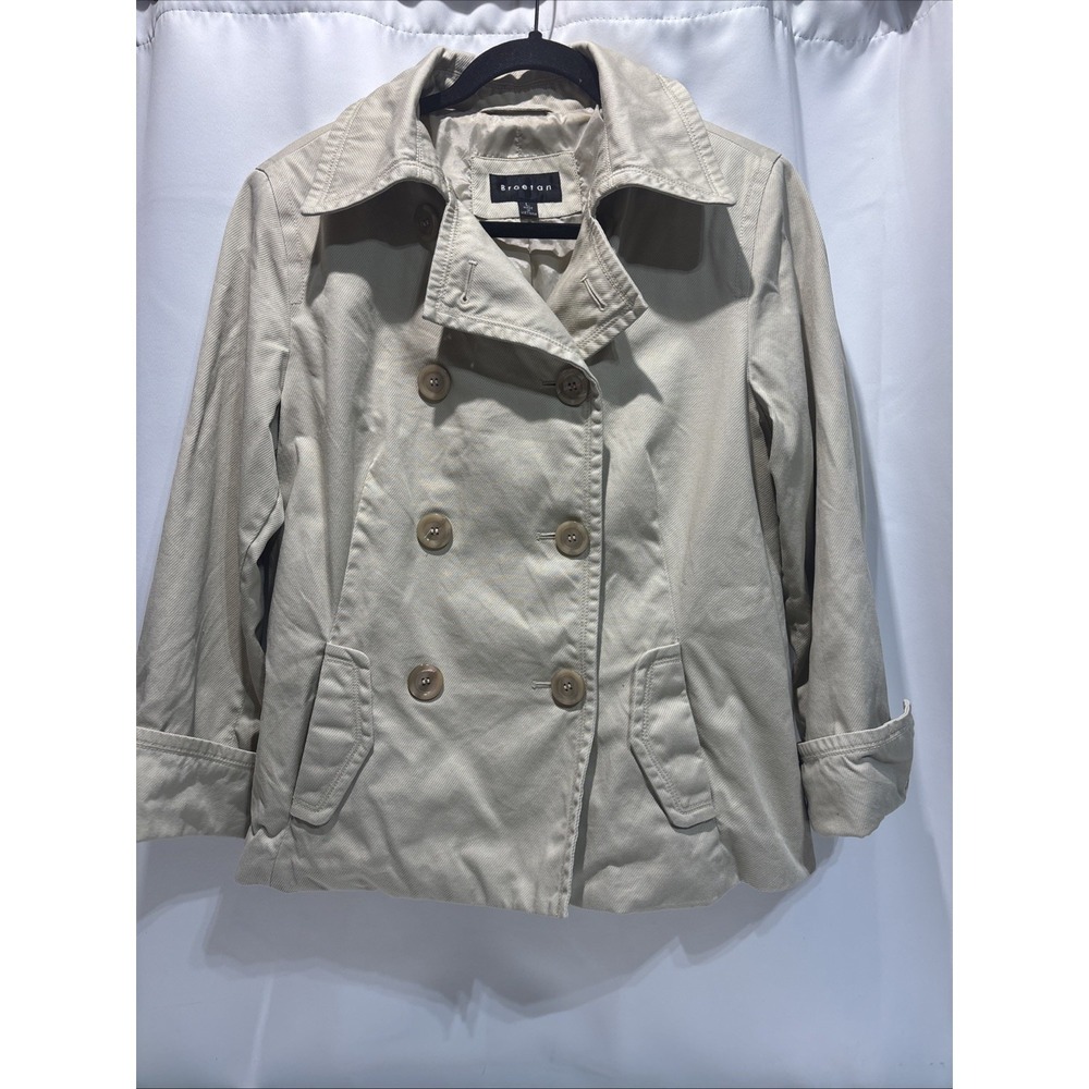 Braetan Womens Tan Khaki Double Breasted 100% Cotton Trench Jacket Coat Large